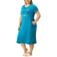 thumbnail image 5 of Unique Bargains Women's Plus Nightgown Short Sleeve Cat Print Nightshirt, 5 of 7