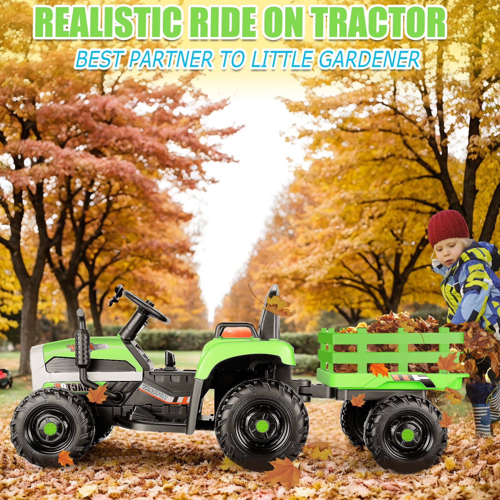 Funcid 12V Ride on toys Ride on Cars with Remote Control, Electric Car 2*100W Powerful Ride on UTV w/ Bluetooth, Battery Indicator, Knob Volume Control, Spring Suspension, Black