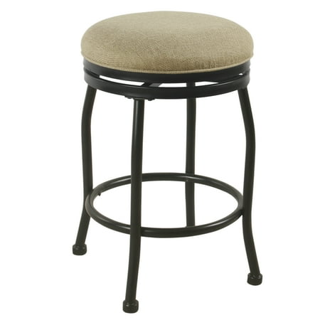 Swivel Counter Height Barstool with Metal Legs Flax Tan - HomePop: Industrial Design, 25.5" Upholstered