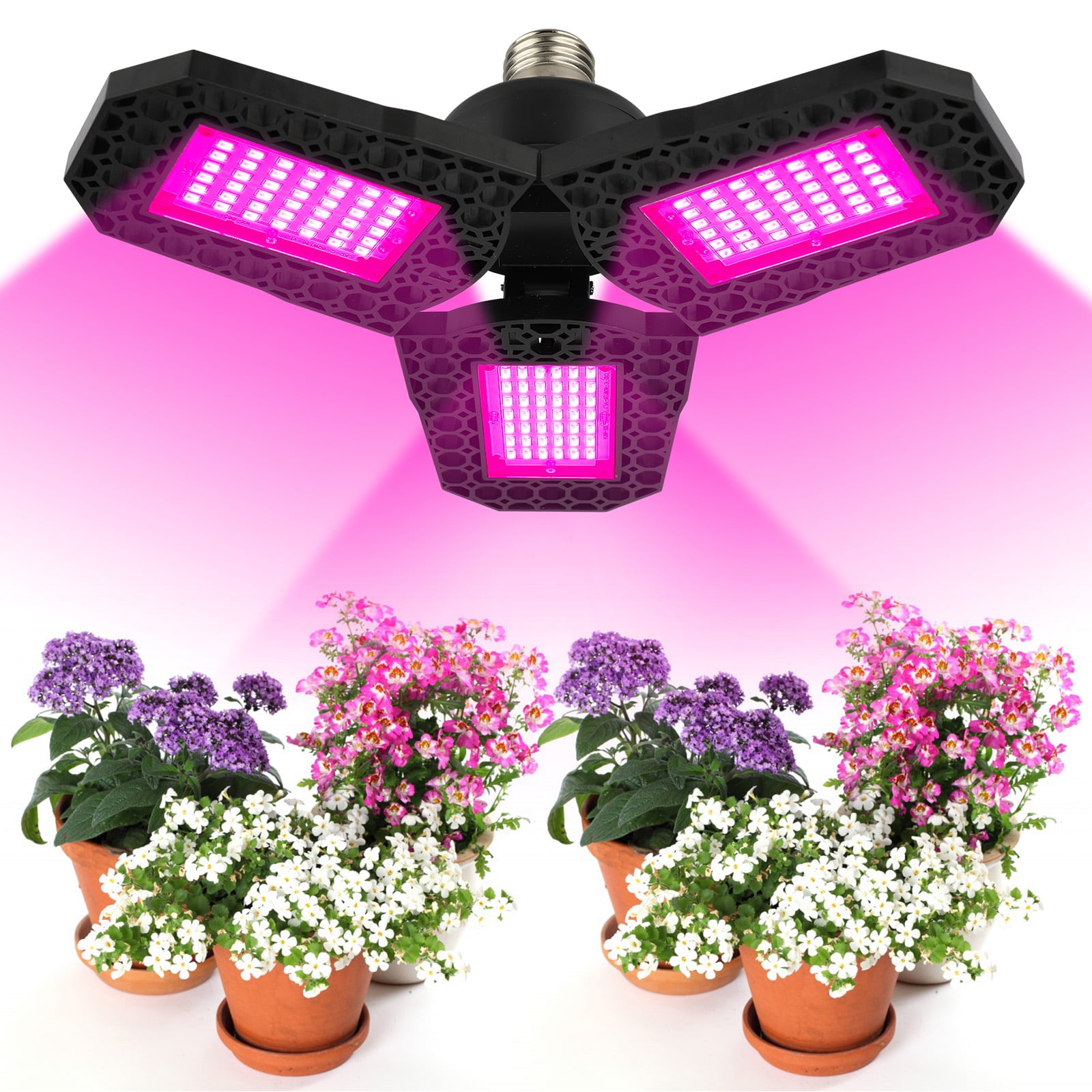 LED Plants Grow Lamp Lights, TSV Full Spectrum LED Plant Grow Light, Foldable 60W E27 Bulb Plant Grow Ceiling Lights, Sunlike Lighting for Indoor, Basement, Shop, Greenhouse Hydroponic