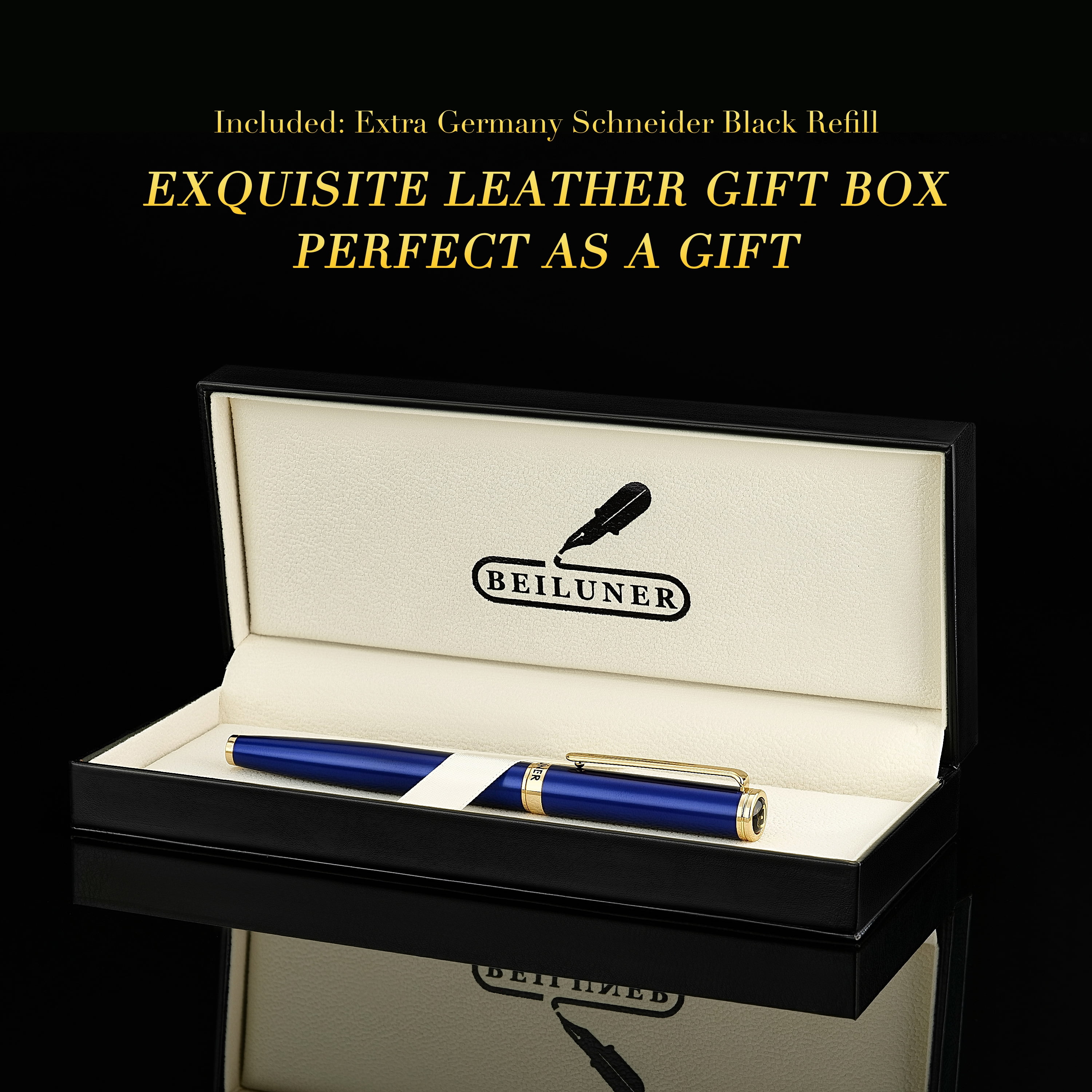 BEILUNER Luxury Rollerball Pen,24K Gold Trim,Noble and Elegant Designs, Best Roller Ball Pen Gift Set for Men & Women, Professional, Executive Office, Nice Pens