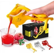 Zulay Fruit Manual Juicer - Heavy Duty Juice Press Squeezer with Detachable Lever & Removable Strainer Yellow