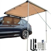 Car Awning Pull-Out Roof Rack Vehicle Awning UPF50+ Sun Shelter Canopy for SUV Truck Camper Overland Camping, 8.2x9.8ft Khaki