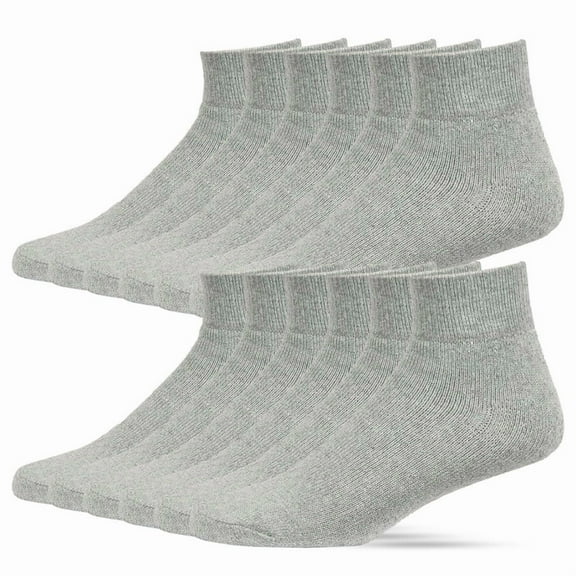 12 Pairs Quarter Socks Crew Cotton Unisex Athletic Sports Workout Running Comfort Cozy Sweat-absorbing Anti-Slip Comfy Compress Soccer Value Pack