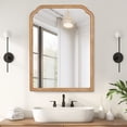 thumbnail image 4 of WallBeyond Rustic Wood Rounded Corner Bathroom Mirror for Wall Mounted, Home Decor, 30" × 40", Natural Wood, 4 of 7