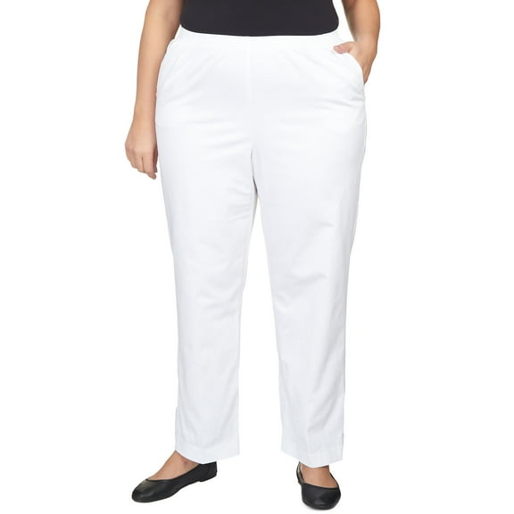 Alfred Dunner Womens Plus-Size Soft Twill Mid-Rise Regular Fit Straight Leg Short Length Casual Pant