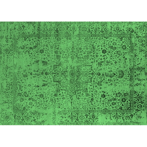 Ahgly Company Indoor Rectangle Oriental Emerald Green Industrial Area Rugs, 5' x 8'