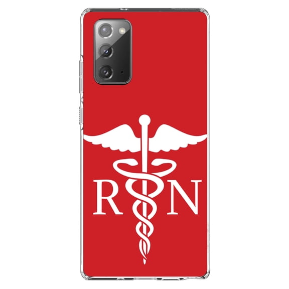 DistinctInk Clear Shockproof Hybrid Case for Galaxy Note 20 ULTRA (6.9" Screen) - TPU Bumper, Acrylic Back, Tempered Glass Screen Protector - RN Registered Nurse Symbol - Support for Nurses
