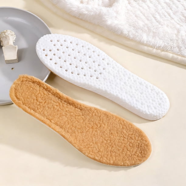 Herunwer Sheepskin Insoles - Premium Lambswool and Sheepskin Top Layer, Felt Bottom for Ultimate Warmth, Comfort and Cushioning