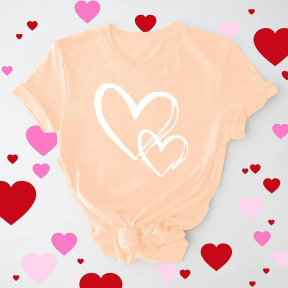 Vetsdori Short Sleeve Shirts for Women Graphic Summer Blouses Valentine Casual,Plus Size Pullover Fashion Cute Ladies Tops Crew Neck