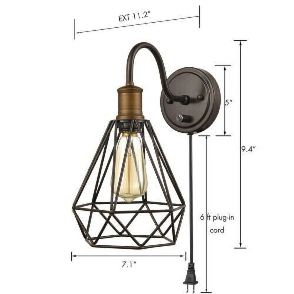 Farmhouse Polygon Plug-in Wall Sconse Set of 2 with On/Off Switch