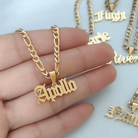 Personalized Name Necklace Men's Women's Gifts Unisex 14K Gold Filled Cuban Chain Figaro Chain Fashion Stacked Necklace