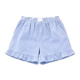 thumbnail image 5 of APEXFWDT Women's Summer Striped Shorts Cotton Linen Ruffle Hem Casual Home Shorts Comfy Loungewear Shorts with Pockets,S,Light Blue, 5 of 6