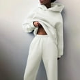 thumbnail image 3 of CILENON Sweatsuit Women Solid Solor Casual Fashion Long Pants With Thick Long Sleeve Hoodie Suit Conjuntos Deportivos Para Mujer Plus Size 2 Piece Sets Exercise Clothes for Women(White,XXL), 3 of 5