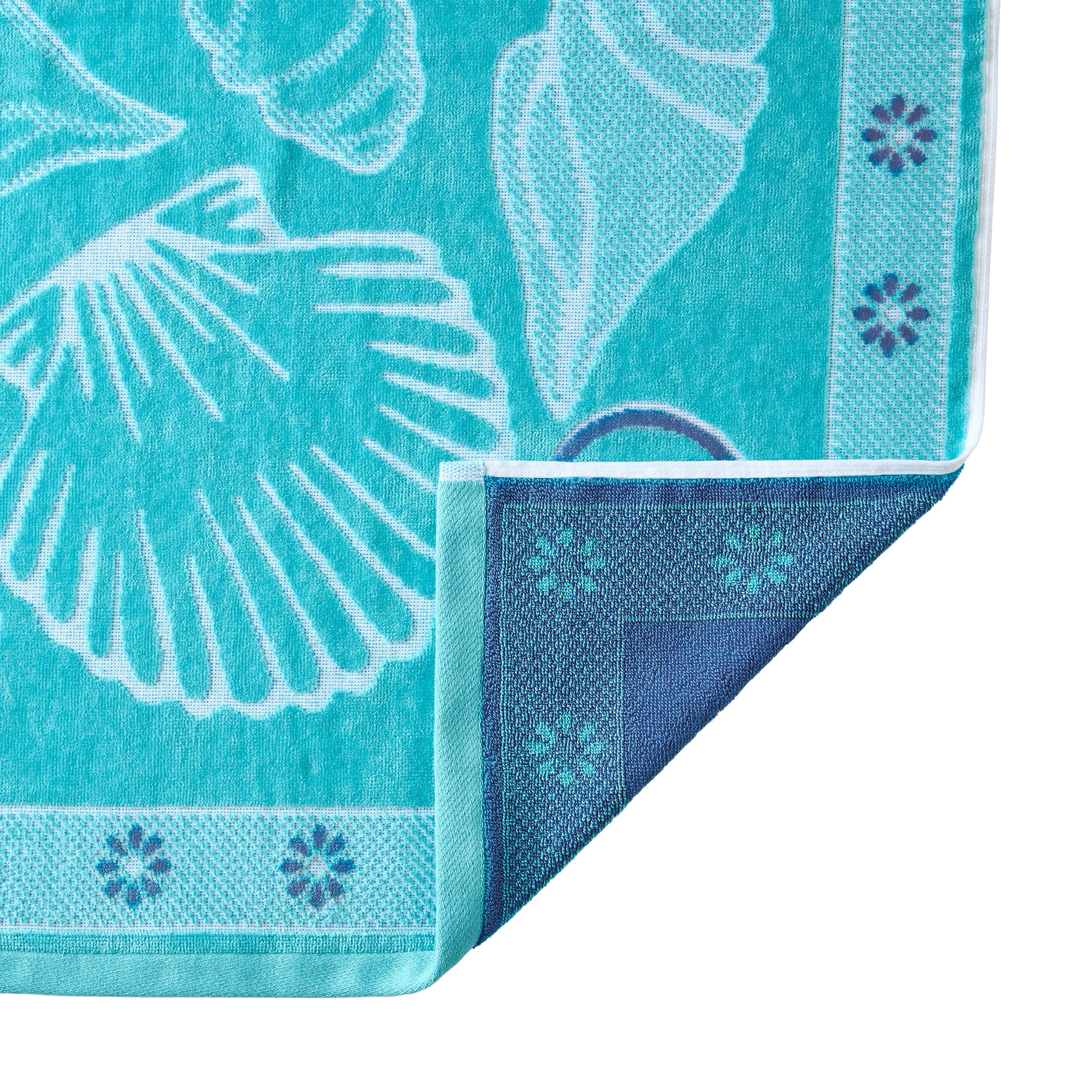 Better Homes & Gardens Cotton Blend Beach Towel, 72 x 38 in, Starfish & Shells