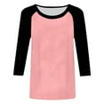 thumbnail image 5 of zaveiop Women's Color Block 3/4 Raglan Sleeves T-Shirt Loose Crew Neck Casual Tops Trendy Basic Pullover Casual Outfits 2025 (Z-Light Pink, M), 5 of 6