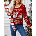 thumbnail image 4 of Pullover Sweater for Women Crewneck Ugly Christmas Multi Graphic Winter Clothes Lightweight Fall Long Sleeve knitted Sweaters Tops,Red Alsol Lamesa, 4 of 6