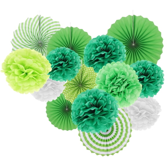 ADDHAT 14pcs Wedding Party Decorations Set Paper Fans Pom Poms Flowers Hanging Ornaments for Birthday Baby Shower
