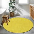 thumbnail image 4 of Yellow 4ft Round Rug, Farmhouse Burlap Solid Yellow Color Modern Linen Texture Non-Skid Rubber Backing Large Area Rugs - Living Room Bedroom Home Office, Indoor Floor Mat Carpets Washable Rug, 4 of 9