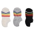 thumbnail image 1 of 3 pares de calcetines náuticos para mujer, de algodón con rayas arcoíris, de boca baja, deportivos, 1 of 6