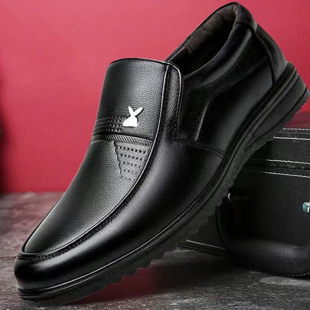 Zapatos de cuero de talla grande, zapatos casuales de negocios de moda coreana, zapatos formales de cuero transpirable, zapatos de cuero sin cordones de moda para hombres
