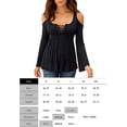 thumbnail image 5 of Women's Cold Shoulder Lace Up Casual Tunic Solid Blouse Tops, 5 of 5