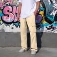 thumbnail image 4 of Men Drawstring Elastic Waist Cargo Pants Four Pockets Relaxed Fit Straight Leg Casual Outdoor Trousers Solid Color Mens Long Pants Yellow L, 4 of 7