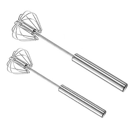 

Manual Egg Whisk Stainless Steel Press Rotary Beater Milk Frother Handheld Cream Stirrer Mixer Steel Color 10 Inches