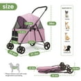 thumbnail image 2 of Dog Travel Stroller with 4 Heavy Duty Wheels, Foldable Pet Stroller with Adjustable Handle - Double Doggie Capacity Jogger Wagon with Back Front Door for Small Medium Dogs (Pink), 2 of 6