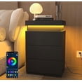 thumbnail image 1 of Mesita de Noche, 45x35x68cm Buros para recamara con 3 Niveles de Cajones, Tapa Deslizante, Puertos USB y Tomas de Corriente, Luz LED Ajustable, Estación de Carga(Negro), 1 of 7