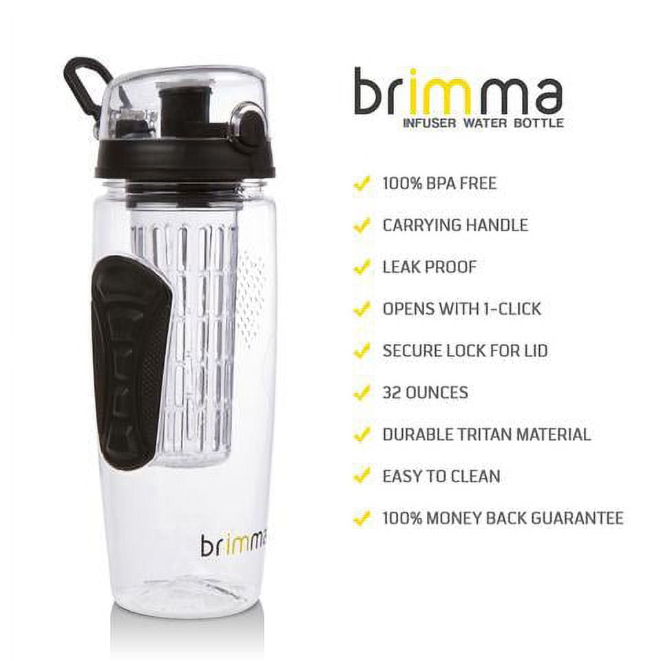 Brimma Fruit Infuser Water Bottle - 32 oz 0.25 gallon Water Bottle, Large  Leakproof Plastic Fruit Infusion Water Bottle… - Gently Sustainable  Homestead