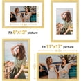 thumbnail image 3 of Vittanly 11x17 Picture Frame, Engineered Wood with Shatter Resistant Plexiglass, Display Pictures 8x12 with Mat or 11x17 without Mat, Photo Frame for Wall Mounting, Gold, 1 Pack, 3 of 6