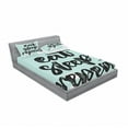 thumbnail image 3 of Saying Bedding Set with Sheet & Covers, Brush Typography Eat Sleep Repeat Funny Message on Grungy Background, Printed Bedroom Decor 2 Shams, 4 Sizes, Mint Green Black, by Ambesonne, 3 of 3