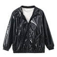 thumbnail image 4 of Mifsaly Girls Boys Shiny Jacket Lightweight Stand Collar Full Zip Casual Coats Kids Fall Spring Outdoor Outerwear with Pockets, 4 of 9