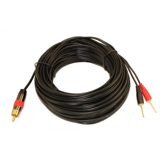 50ft 1 Wire SubWoofer 18AWG (1 RCA to 2 Pos/Neg Speaker Connects) Cable