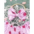thumbnail image 3 of Zehjuhan Baby's Flower All-over Print Shirred Bodysuit With Headband, Lovely Puff Sleeve Triangle Onesie, Toddler & Infant Girl's Clothing, 3 of 8