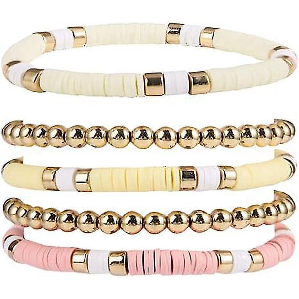 Heishi Surfer Pulseras Set Colorido Preppy Sonrisa Mal de Ojo Pulseras elásticas con cuentas Arcilla Apilable Boho Disco Regalos de fiesta Y2k Kidcore Estética Verano