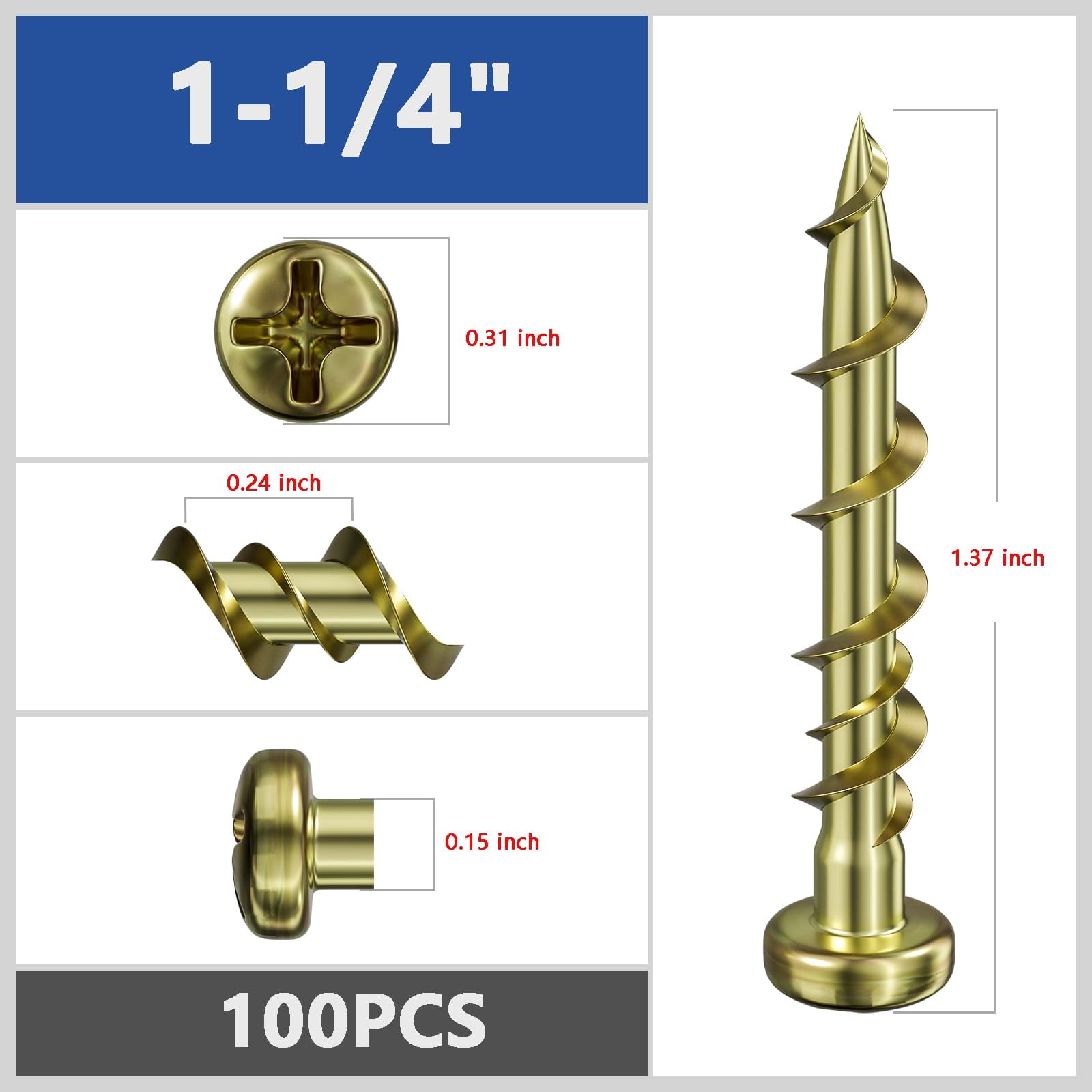 (100 pcs) Pan Head Drywall Anchors 1-1/4" White Anti Rust Coating, Bolt Anchor, Duty Hollow Wall Anchors