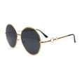 thumbnail image 3 of Womens Oversize Round Inlay Tortoise Metal Rim Fashion Sunglasses Gold - Black, 3 of 4