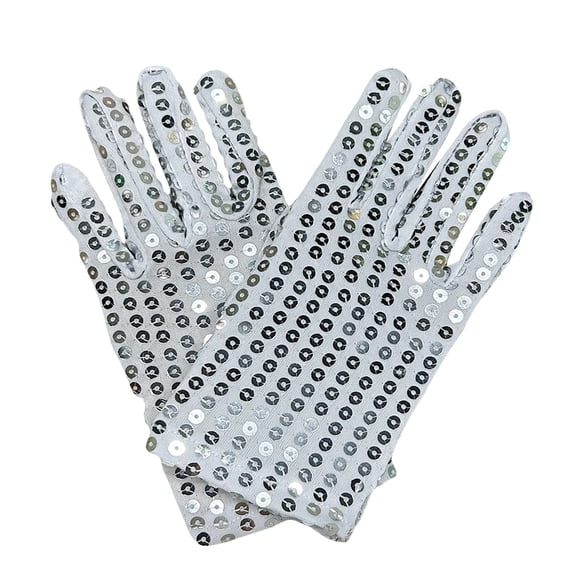 Kids Silver Sequin Glitter Gloves Boys Girls Dance Skating Cosplay Performance Gloves