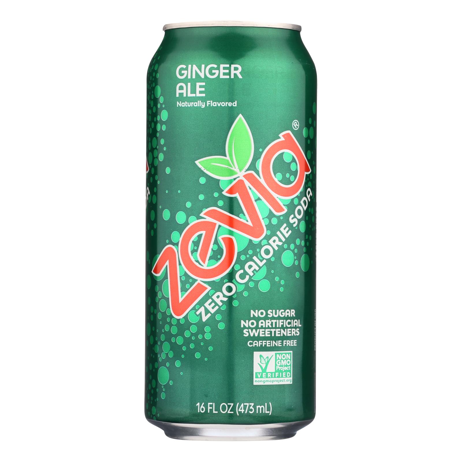 (12 Pack)Zevia Zero Calorie Ginger Ale Soda, 16 Fl Oz