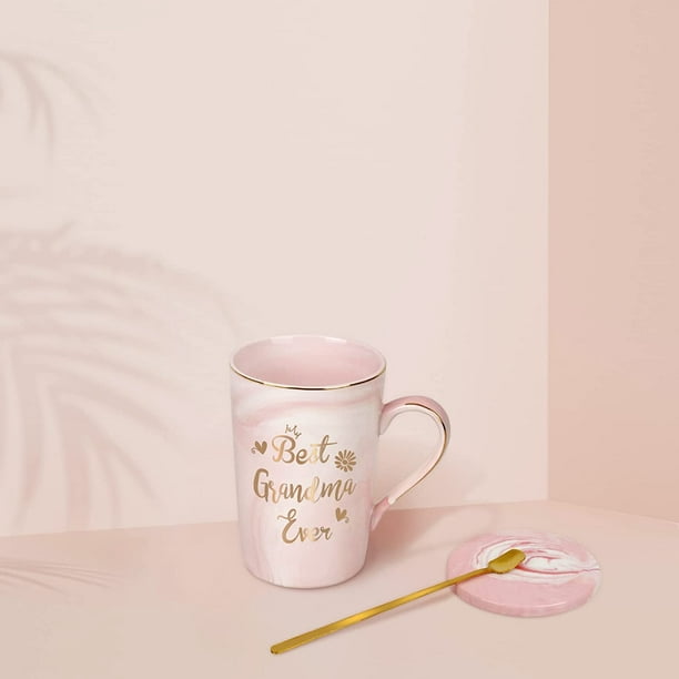 Futtumy Coffee Mug as Grandma Gifts, Best Grandma Ever, 14 fl oz Pink Ceramic