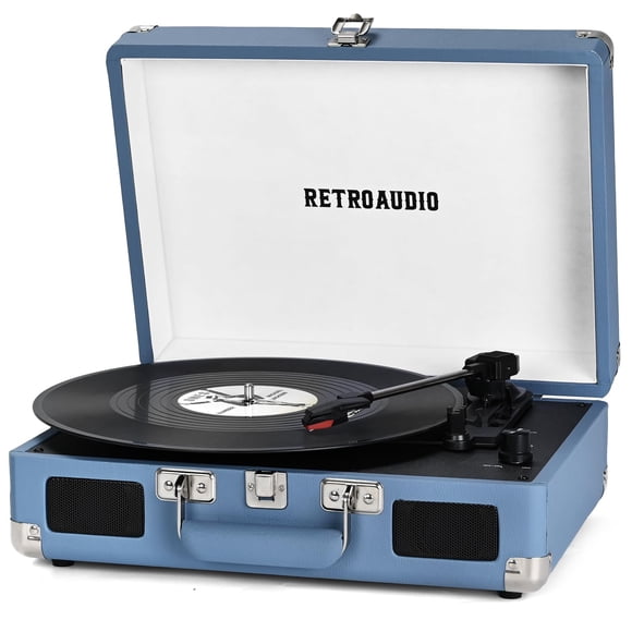 Reproductor de discos de vinilo RetroAudio Vintage Bluetooth con altavoces