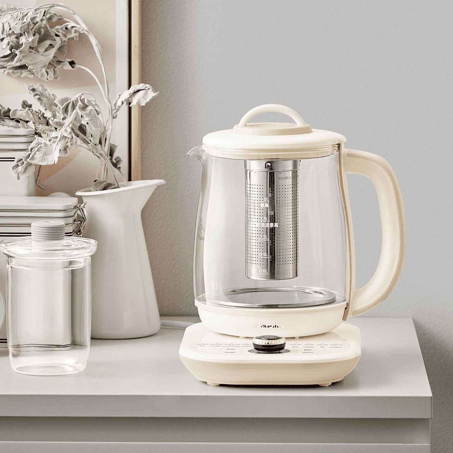 Bear Health- Care Beverage Tea Maker and Electric kettle with infuser, Durable 316 Stainless Steel & Glass Brew, 1.8L