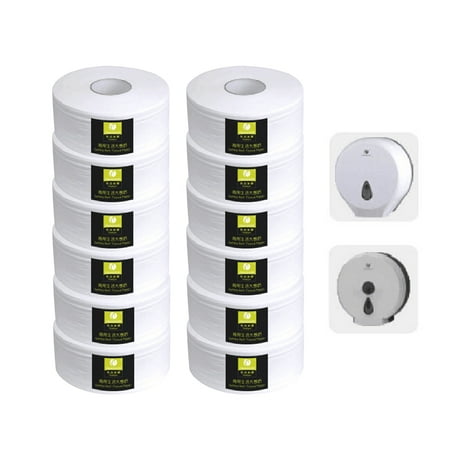 CHUANGDIAN 12 Rolls Toilet Paper Bathroom Roll Paper Towels Pulp Wood Kitchen Roll Papers for Home Office Hotel Restaurant