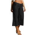 thumbnail image 5 of FAIWAD Linen Pants for Women Wide Leg Drawstring Elastic Waist Trouser Summer Loose Beach Vacation Capris with Pockets, 5 of 8