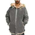 thumbnail image 1 of LOVZFMLL Jackets for Men Stylish Solid Zipper Hooded Thickened Punk Motorcycle Leather Jacket, 1 of 8