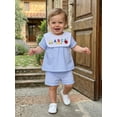 thumbnail image 3 of BemeyourBBs Kids Toddler Baby Boy Girl Back to School Outfit Pre Kindergarten Outfits Short Sleeve Pencil Apple Embroidery Striped Shirt and Shorts Set Toddler Baby Boy Girl Summer Clothes, 3 of 9