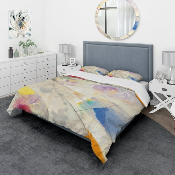 Designart 'Spring Minimalist Confetti I' Geometric Duvet Cover Set