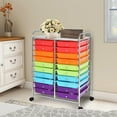 thumbnail image 2 of Rolling Cart with 20 Drawers, 20 Tiers Multicolor Trolley, Drawer Bin Carts with 2 Lockable Wheels, Adjustable File & Debris Organizer Cart, Rolling Storage Cart for Office, School, Home, 2 of 9